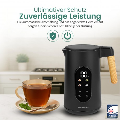 Emerio Wasserkocher 1,7 l Holzgriff, sch