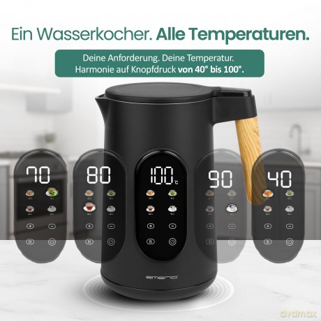 Emerio Wasserkocher 1,7 l Holzgriff, sch