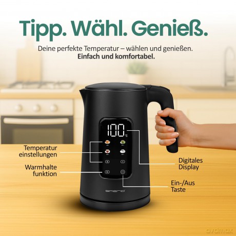 Emerio Wasserkocher 1,7 l schnurlos Desi