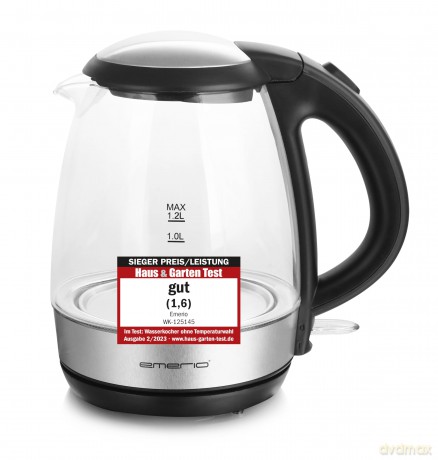 Emerio Wasserkocher, 1.2L, Glas, BPA-fre