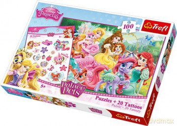 TREFL 100 el. Księżniczki I Ich Przyjaciele + Tatuaże [PUZZLE]