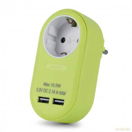 Entac Steckdosenadapter 2x USB-A lime