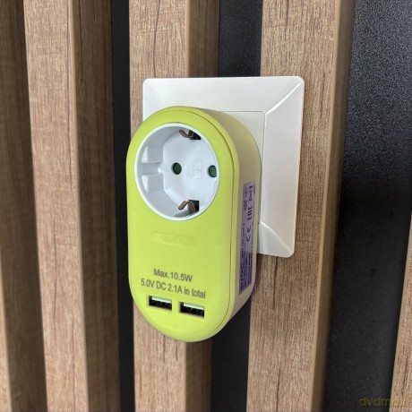 Entac Steckdosenadapter 2x USB-A lime