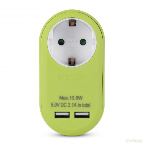 Entac Steckdosenadapter 2x USB-A lime