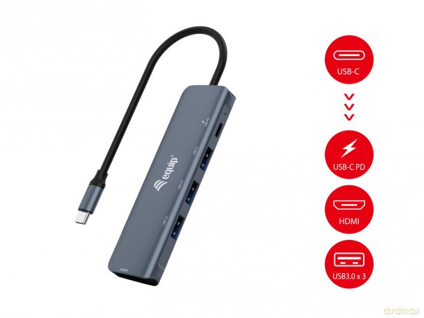Equip Dock USB-C->HDMI,3xUSB3.0,100WPD