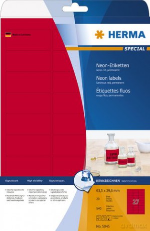 Etiketten Neonrot,63,5x29,6,