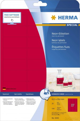 Etiketten Neonrot,63,5x29,6,