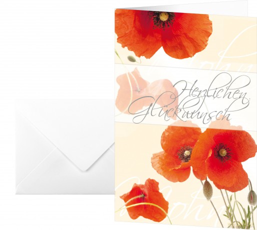 Faltkarte Red Poppies,A6,10+10