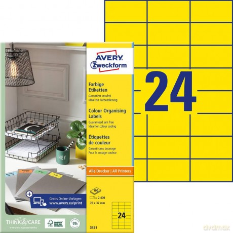farbige Etik.gelb 70x37 2400St