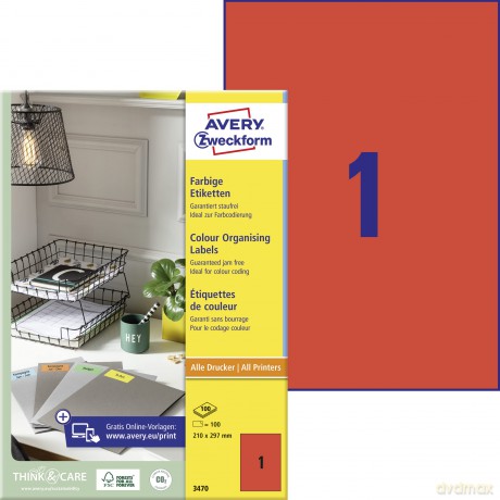 Farbige Etik.rot 210x297 100St