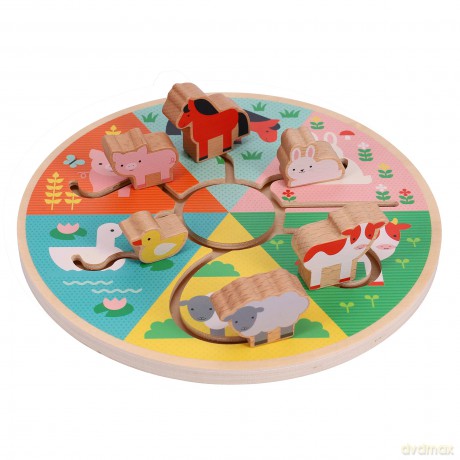 Farm Animals Wooden Sliding Maze [KSIĄŻKA]