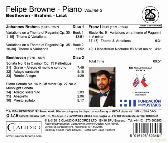 Felipe Browne-Beethoven/Brahms/Liszt [2DVD]