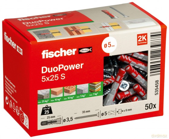 Fischer: fischer DuoPower 5x25 S 2K Dźbel mit Sch