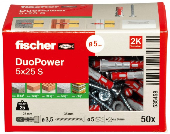 Fischer: fischer DuoPower 5x25 S 2K Dźbel mit Sch