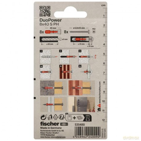 Fischer: fischer DuoPower 8x40 S PH K 2K Dźbel m