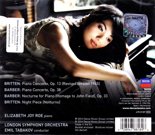 Elizabeth Joy Roe: Britten, Barber Piano Concertos [CD]