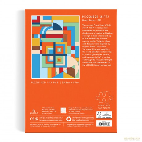 Frank Lloyd Wright December Gifts 500 Piece Book Puzzle [KSIĄŻKA]