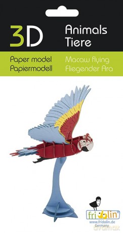 Fridolin Paper Model Macaw Flying