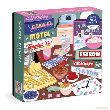 Game Night 1000 Piece Puzzle in Square Box [KSIĄŻKA]