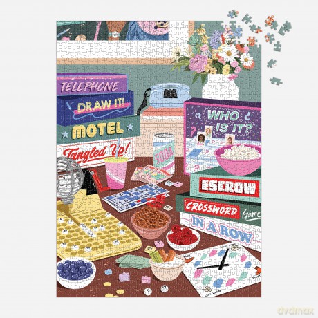 Game Night 1000 Piece Puzzle in Square Box [KSIĄŻKA]