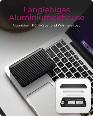 Geh. IcyBox M.2NVMeSATA SSD mit zweifach