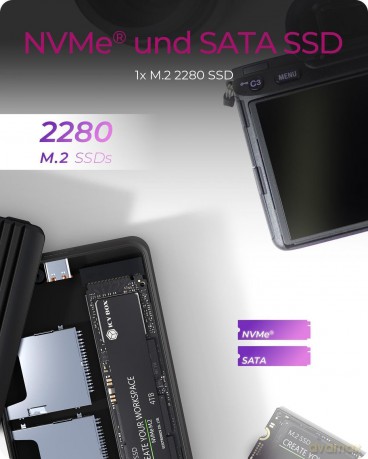 Geh. IcyBox M.2NVMeSATA SSD mit zweifach