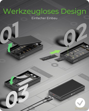 Geh. IcyBox USB 3.2 Gen2x2 Type-C 2-fach