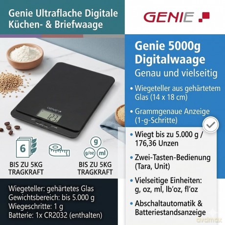 Genie: GENIE Briefwaage DLS 5 schwarz fźr max.
