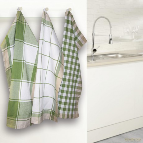Geschirrtźcher Karo Olive/3st