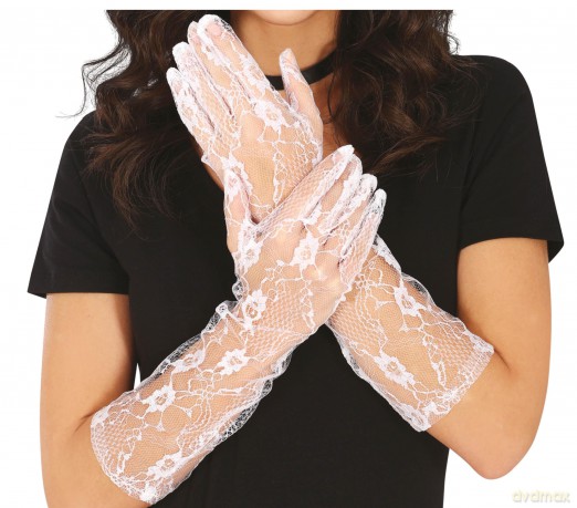 Gloves Openwork 38 Cm White