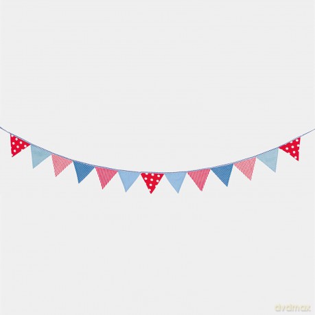 Goki Katoenen Vlaggenlijn Blauw/Rood