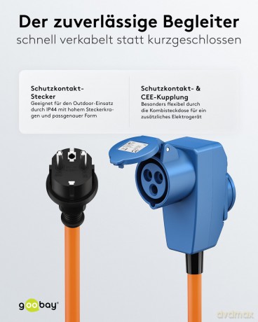 Goobay: goobay Camping Adapterleitung 1,5 m oran