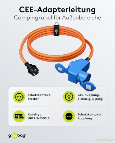 Goobay: goobay Camping Adapterleitung 1,5 m oran