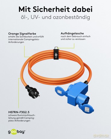 Goobay: goobay Camping Adapterleitung 1,5 m oran