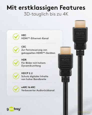 goobay HDMI 2.1 Kabel 48 Gbit/s 1,0 m sc