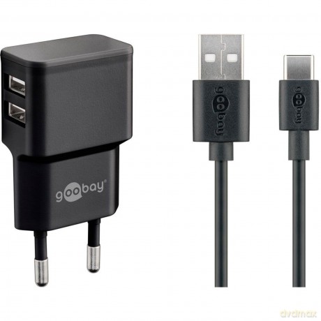 goobay Ladekabel mit Adapter schwarz 1 m