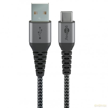 goobay USB 2.0 A/USB C Kabel 2,0 m schwa