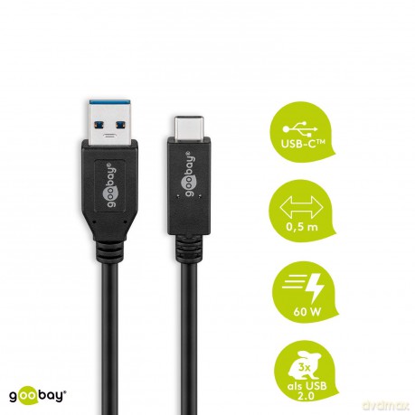 goobay USB 3.1 Gen 2 A/USB C Kabel 0,5 m