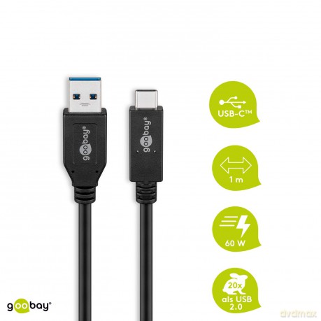 goobay USB 3.1 Gen 2 A/USB C Kabel 1,0 m