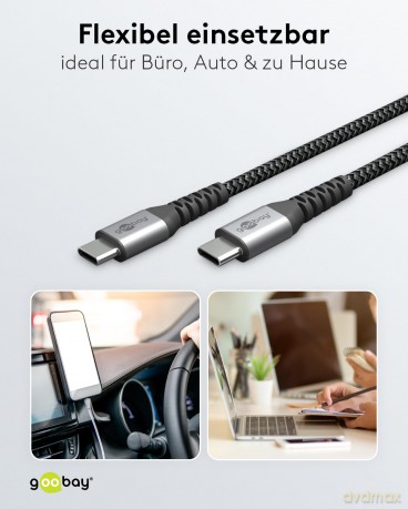 goobay USB C Kabel 2,0 m schwarz, grau