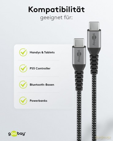 goobay USB C Kabel 2,0 m schwarz, grau