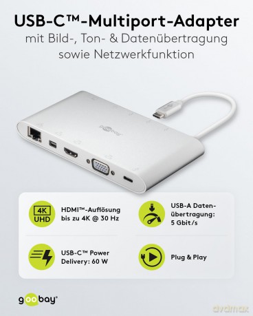goobay USB C Multiport Adapter 0,13 m si