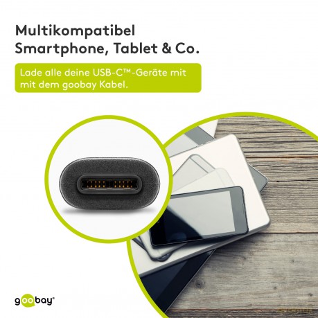 goobay USB C/USB 3.0 A Kabel 2,0 m schwa