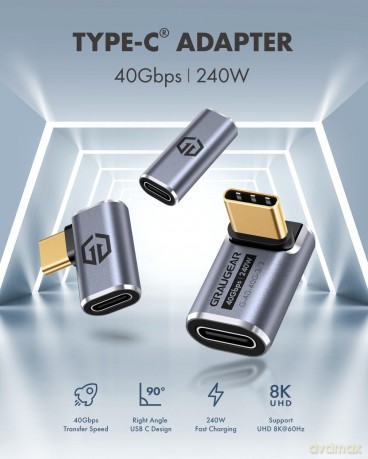 GRAUGEAR 40Gbps USB-C Adapter Aluminium