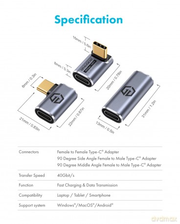 GRAUGEAR 40Gbps USB-C Adapter Aluminium