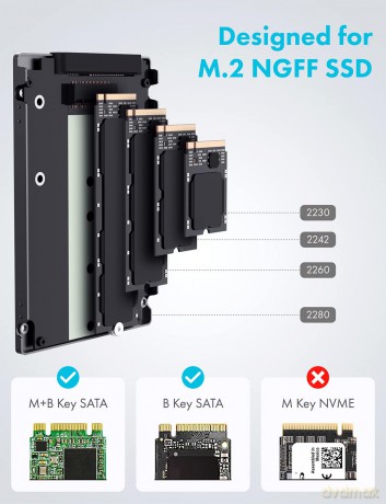 GRAUGEAR Konverter M.2 NGFF SSD zu 2,5"