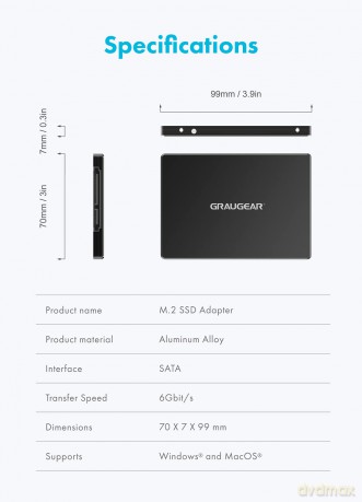 GRAUGEAR Konverter M.2 NGFF SSD zu 2,5"