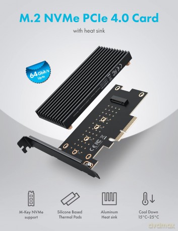GRAUGEAR PCI Card M.2 PCIe 4.0 Card fźr