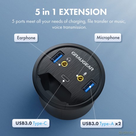 GRAUGEAR USB 3.0 Tisch Hub mit Audio- un