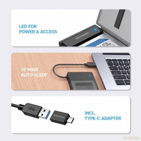 GRAUGEAR USB-A/C 3.1 Adapterkabel 2,5"